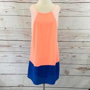 Want & Need neon peach bright blue shift sheer